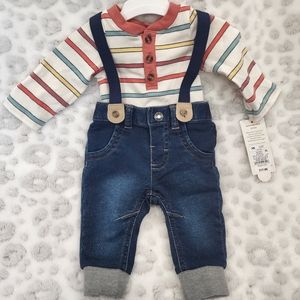 Newborn Cat & Jack Suspender Outfit NWT
